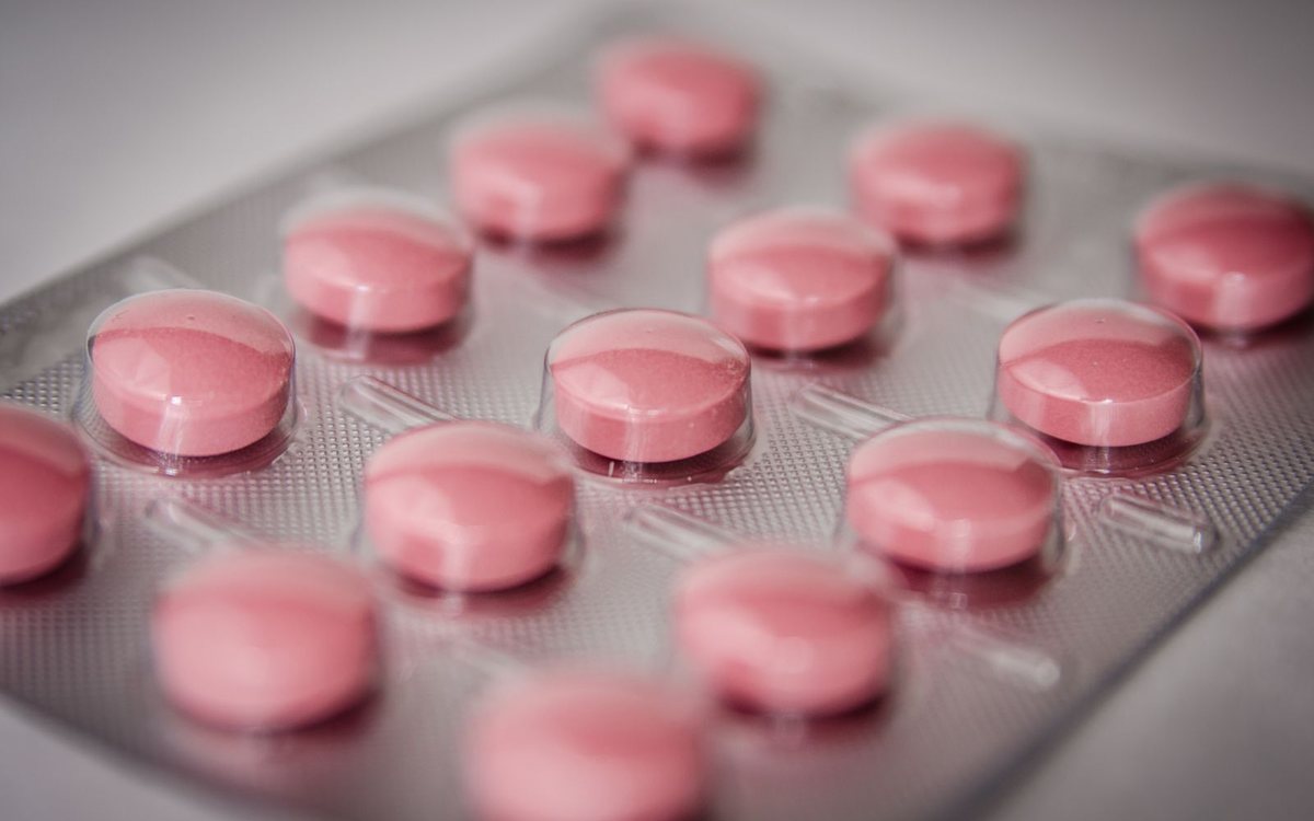 Pink tablets in a blister pack